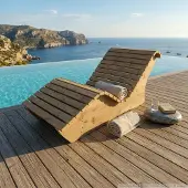 TUGA-Holztech Holzliege Waldsofa Wellenliege Relaxliege "Sigi" Gartenliege Massivholz Zirbe abgeschrägt 80cm Himmelsliege