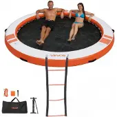 Vevor Aufblasbares Schwimmdock, φ3,05 m, Schwimmplattform mit Rutschfester Oberfläche, Tragetasche & Abnehmbarer Leiter, Schwimmende Insel, Wasserplattform für Pool, Strand & Meer, Orange