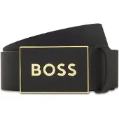 BOSS Ledergürtel "Boss_Icon-S1_Sz40", Herren, Gr. 105, schwarz (schwarz002), Leder, Gürtel Ledergürtel, mit -Logo-Prägung auf der Koppelschließe