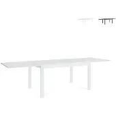 Yes Ausziehbarer Gartentisch aus Aluminium in Holzoptik 90x135–270 Cliv - Weiß