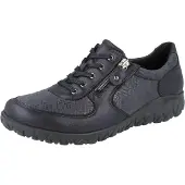 Think WALDLÄUFER Orthotritt Havy Damen Schnürschuhe schwarz blau Stretch Glattleder - Größe: UK 7