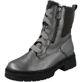 Think WALDLÄUFER H Amara Damen Stiefel silber grau Glattleder - Größe: UK 5