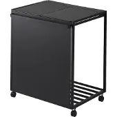 Yamazaki 1821 TOWER 2Compartment Trash Can with Casters, black, Steel/Polypropyl