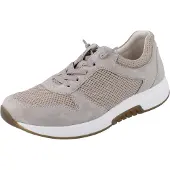 Gabor Rollingsoft Damen Sneaker beige puder Veloursleder Mesh - Größe: UK 7