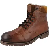 Bugatti Herren Winterstiefel gefüttert braun cognac Glattleder - Größe: 44