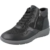 Waldlaufer M-Tonia Damen Schnürstiefelette schwarz Lederkombiantion Textil - Größe: UK 6,5