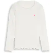 Tom Tailor Langarmshirt , Mädchen, Gr. 104/110, weiß (whisper weiß), Feinripp, Obermaterial: 93% Baumwolle, 7% Elasthan, regular fit, Rundhals, Shirts Langarmshirt