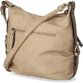 Tom Tailor Umhängetasche "CAIA Cross bag M", Damen, Gr. B/H/T: 26cm x 26cm x 12cm, grau (taupe), Lederimitat, Polyurethan (PU), aufgeraut, unifarben, Taschen Umhängetasche, mit schönen Details