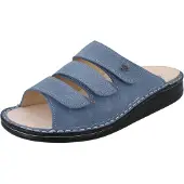 Finn Comfort Korfu Damen Pantolette hellblau genarbtes Nubukleder - Größe: 38