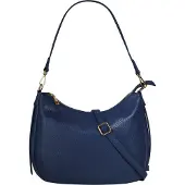 Cluty Umhängetasche "Damen echt Leder, Made in Italy", Damen, Gr. B/H/T: 31cm x 24cm x 7cm onesize, blau, Leder, leicht glänzend, unifarben, Taschen Umhängetasche, echt Leder, Made in Italy