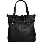 Cluty Damen Shopper Handtasche schwarz mit verstellbarem Schultergurt 31x30x11 cm