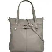 Cluty Shopper "Damen echt Leder, Made in Italy", Damen, Gr. B/H/T: 30cm x 31cm x 11cm onesize, grau, Leder, leicht glänzend, unifarben, Taschen Shopper, echt Leder, Made in Italy