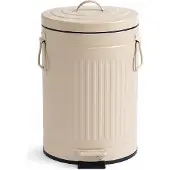 Relaxdays Mülleimer, 12 Liter, Küche, Bad, entnehmbarer Inneneimer, Fußpedal, Softclose, Metall, Tretmülleimer, beige