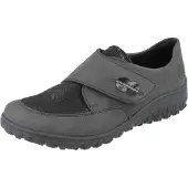 Rieker Damen Slipper dunkelgrau schwarz Kunstleder Textil - Größe: 41