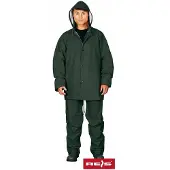 Reis Regenschutzkleidung grün aus Polyurethan, Set aus Hose und Jacke mit Kapuze L