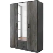 Wimex Kleiderschrank "Duisburg", grau (graphitfarben, digitalprint stahloptik), B:135cm, Schränke, Kleiderschrank