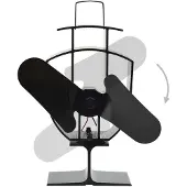 vidaXL Ofenventilator Wärmebetrieben 2 Blätter Schwarz