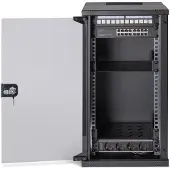Digitus Netzwerk-Set SOHO Pro, 254 mm (10") - 12HE, 315 x 300 mm (B x T), Wandmontiertes Regal, 12U, 60 kg, Sperrschloss, Ablageschienen, Verbessertes Kabelmanagement