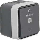Hager WNC015 Kontroll-Ausschalter AP 2-polig, Aufdruck Heizung “0“ “1“, W.1 IP55, grau