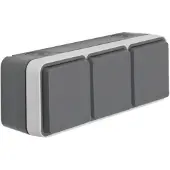 Berker SCHUKO-Aufputzsteckdose W.1, 3fach waagerecht, 16A, 250V, IP55, grau matt, 1 Stk.