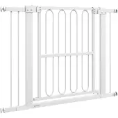 PawHut Türschutzgitter für Hunde 76-104cm schließbar Treppengitter Stahl, Weiß