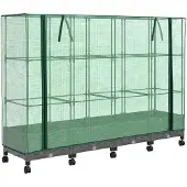vidaXL Gartenplanter mit Gewächshausabdeckung und Rädern 4 stk. PP