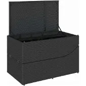 vidaXL Klappliege mit Auflage und Stauraum Schwarz Poly-Rattan
