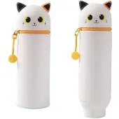 Itotal Bastelset 2-in-1 Weiches Silikon-Federmäppchen - Weiß und Ingwer Katze