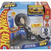 Hot Wheels City Downtown Reifenwerkstatt Spielset mit Spielzeugauto im Maßstab 1:64, mit dem Track-Schnellstecksystem kompatibel, Fahrzeug- & Schienen-Set, 3 Jahr(e), Kunststoff, Mehrfarbig