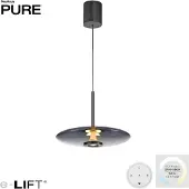 Pure LED-Hängeleuchte E-Vitrum, platin, Glas/Aluminium, CCT