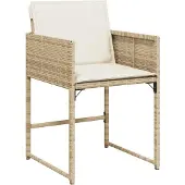 vidaXL 17-tlg. Garten-Essgruppe mit Kissen Beige Poly Rattan