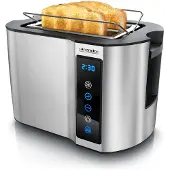 Arendo - Touch Toaster 2 Scheiben Edelstahl - Touchpanel - digital Display Restz