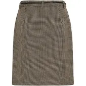 Kaffe Midirock "Damen Rock KAelyah", Damen, Gr. 34, beige (beige, schwarz petit houndstoot), Obermaterial: 69% Polyester PES. 29% Viskose CV. 2% Elasthan EL., Röcke Midirock