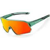 RockBros Polarisierte Fahrradbrille für Kinder von 8–14 Jahren mit UV400-Filter Grün