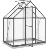 vidaXL Gewächshaus mit Fundamentrahmen Anthrazit 169x114x202 cm Alu
