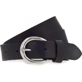 Tamaris Ledergürtel "Clara Silver", Damen, Gr. 80, schwarz, Rindsleder, unifarben, Basic, Gürtel Ledergürtel, mit glänzender silberfarbener Schließe, unifarben, 3 cm breit