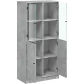 vidaXL Highboard mit Türen Betongrau 68x37x142 cm Holzwerkstoff
