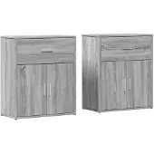 vidaXL Sideboards 2 Stk. Grau Sonoma-Eiche 60x31x70 cm Holzwerkstoff
