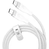 J5CREATE Extrem weiches, doppelt umsponnenes 60-Watt-USB-C-Schnellladekabel, 1,8 m, USB C, USB C, 0,48 Gbit/s, Weiß
