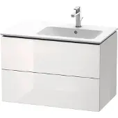 Duravit L-Cube Waschtischunterbau wandhängend, 2 Schubkästen, Becken rechts, 820x550x481mm, LC629202222, Farbe: Weiß Hochglanz Dekor