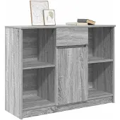 vidaXL Sideboard mit Schublade Grau Sonoma 101x35x76 cm Holzwerkstoff