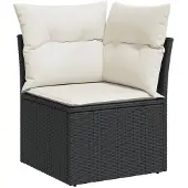 vidaXL 7-tlg. Garten-Sofagarnitur mit Kissen Schwarz Poly Rattan
