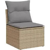 vidaXL 6-tlg. Garten-Sofagarnitur mit Kissen Beige Poly Rattan