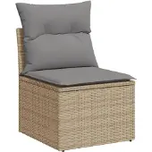 vidaXL 13-tlg. Garten-Sofagarnitur mit Kissen Beige Poly Rattan