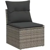 vidaXL 6-tlg. Garten-Sofagarnitur mit Kissen Grau Poly Rattan