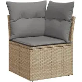 vidaXL 6-tlg. Garten-Sofagarnitur mit Kissen Beige Poly Rattan