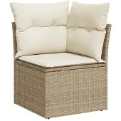 vidaXL 6-tlg. Garten-Sofagarnitur mit Kissen Beige Poly Rattan