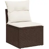 vidaXL 4-tlg. Garten-Sofagarnitur mit Kissen Braun Poly Rattan
