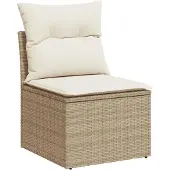 vidaXL 4-tlg. Garten-Sofagarnitur mit Kissen Beige Poly Rattan