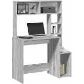 vidaXL Schreibtisch mit Regal Grau Sonoma 100x45x140 cm Holzwerkstoff